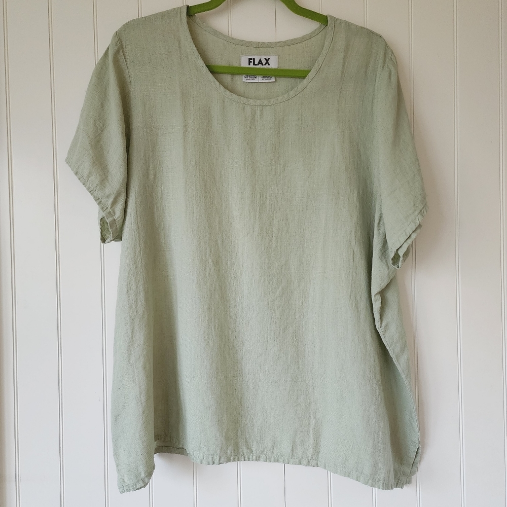 FLAX 100% Linen Short Sleeve Top~Medium